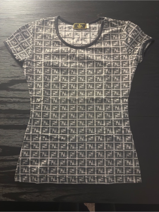 Fendi Gray FF Monogram Short Sleeve Tee